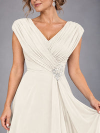 Cap Sleeve Chiffon A-Line Mother of the Bride Dress