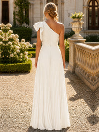 One Shoulder Pleated Chiffon A-Line Floor-Length Bridesmaid Dress