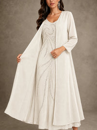 Sequin Chiffon Mother of the Bride Dress with Jacket