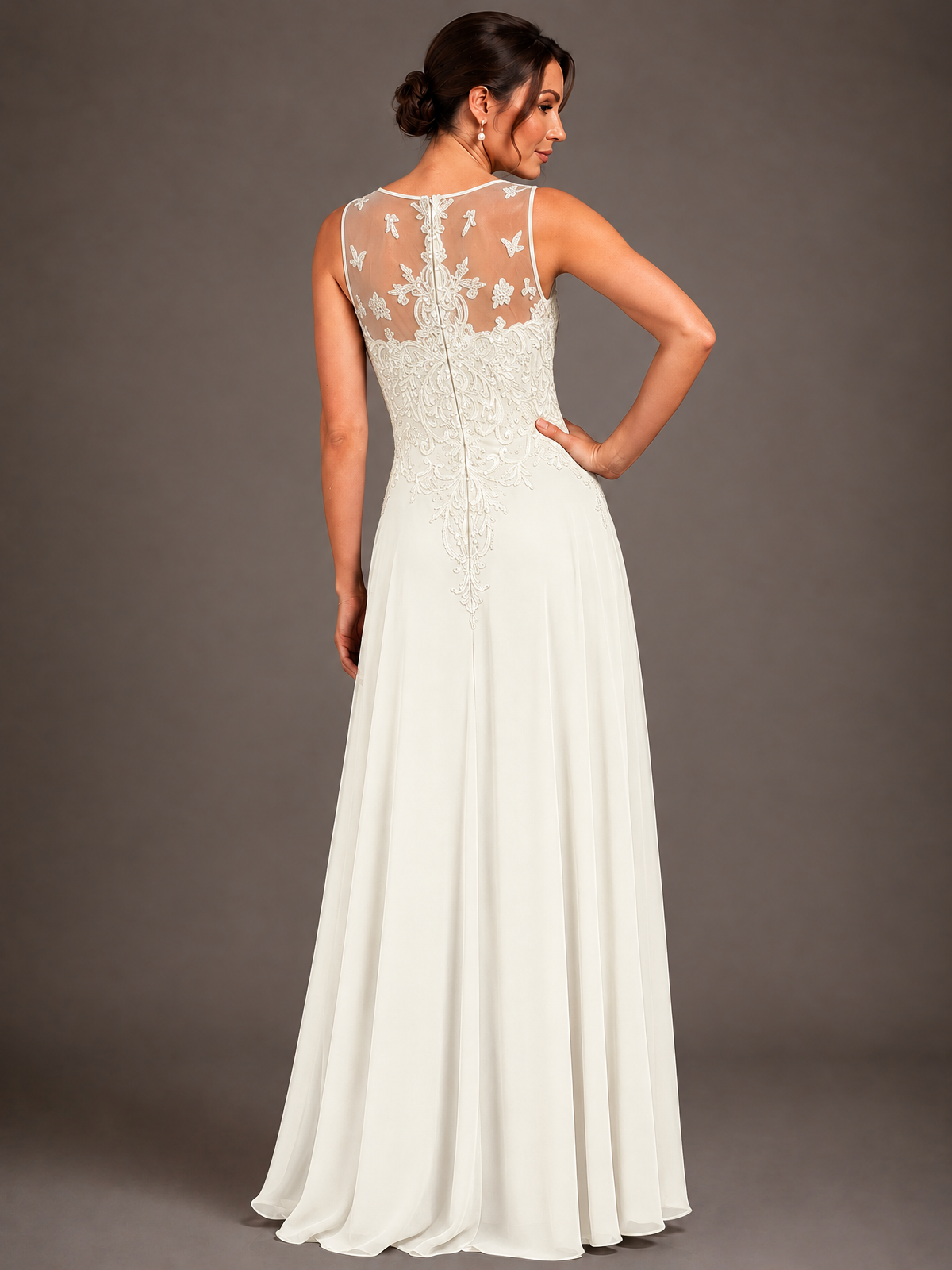 A-line 2 Pieces Chiffon Appliques Mother of The Bride Dresses with Jackets
