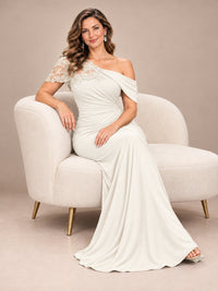 One Shoulder Chiffon Mother of The Bride Dress