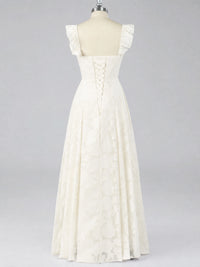 Jacquard Square Neck A-Line Maxi Dress