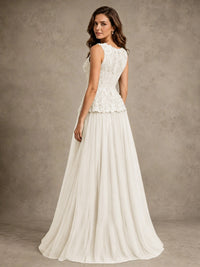 A-Line Chiffon Mother of the Bride Dress with Lace Appliques