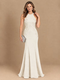 Halter Neckline Lace Appliques Mother of The Bride Dresses