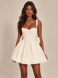 Sweetheart Glitter Tulle Puffy Mini Dress with Bow