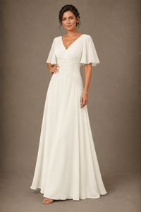 A-Line Chiffon Mother of the Bride Dress with Applique