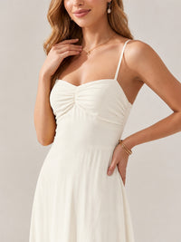 JOVELLEE Yellow Sweetheart Ruched Bust Chiffon Maxi Dress