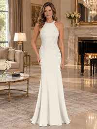 Halter Neckline Lace Appliques Mother of The Bride Dresses