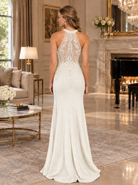 Halter Neckline Lace Appliques Mother of The Bride Dresses