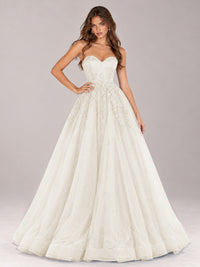 Strapless Sweetheart Beaded Corset Glitter Tulle Ball Gown Prom Dress