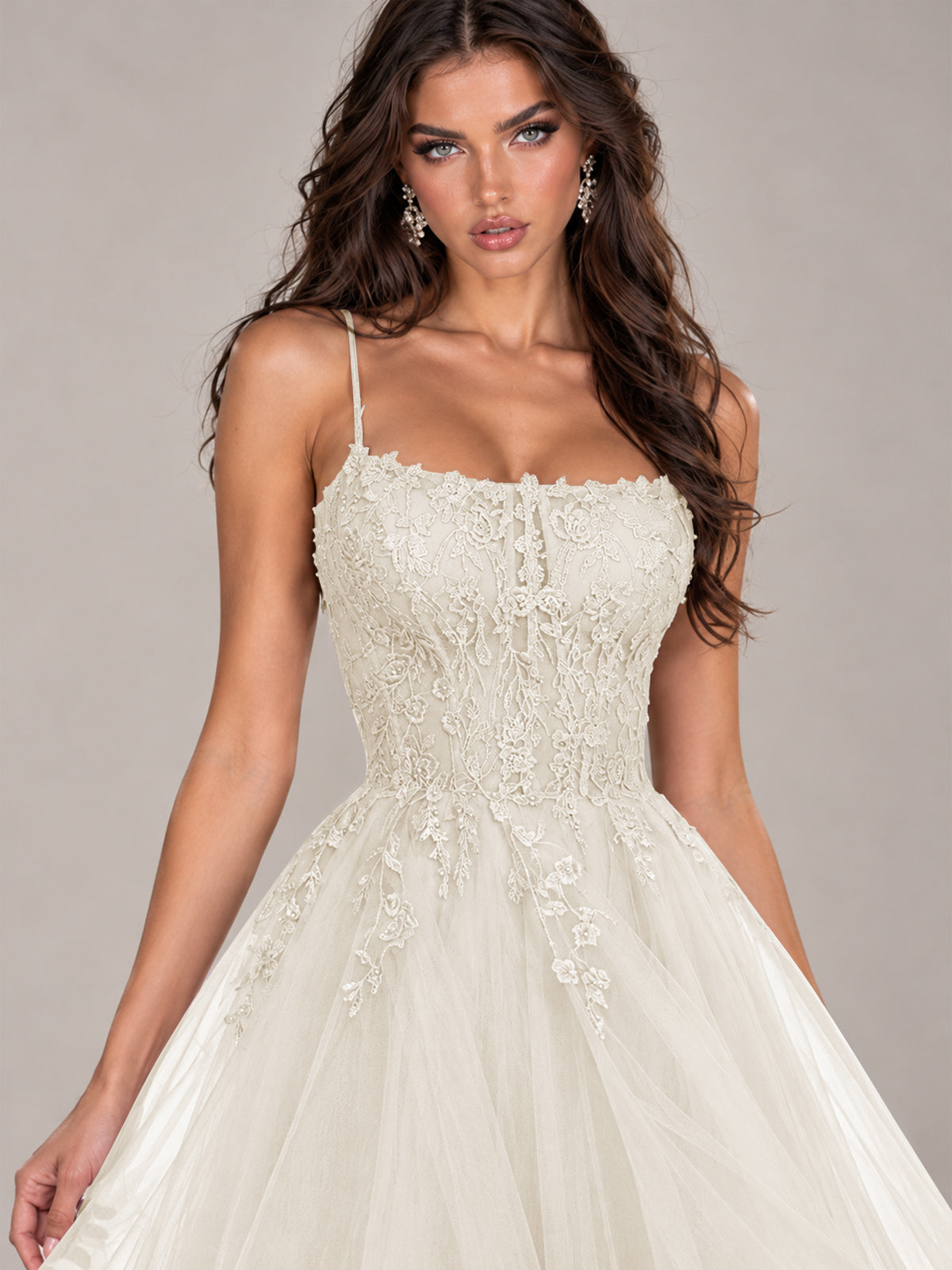 Lace Corset Ball Gown Prom Dress with Cascading Tulle Ruffles