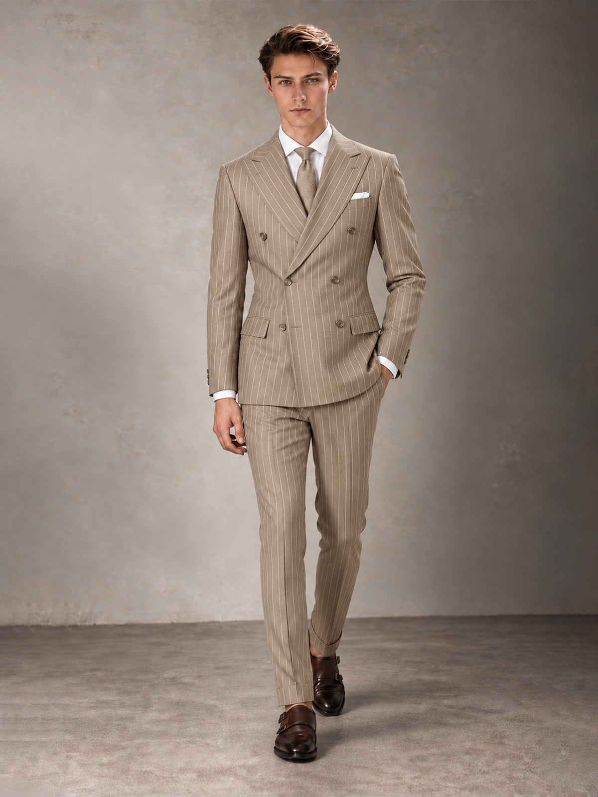 Double Breasted Pinstripe Men's Suit 2 Piece (Jacket & Pants) for Wedding & Formal Prom