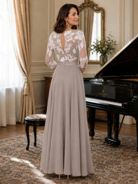 Lace Applique Wide-Leg Chiffon Mother of the Bride Jumpsuit
