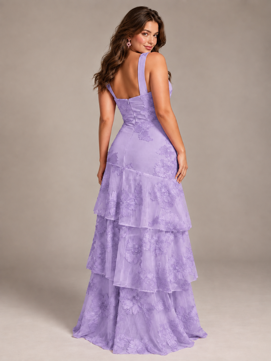 Hot Pink Halter Floral Applique Maxi Dress