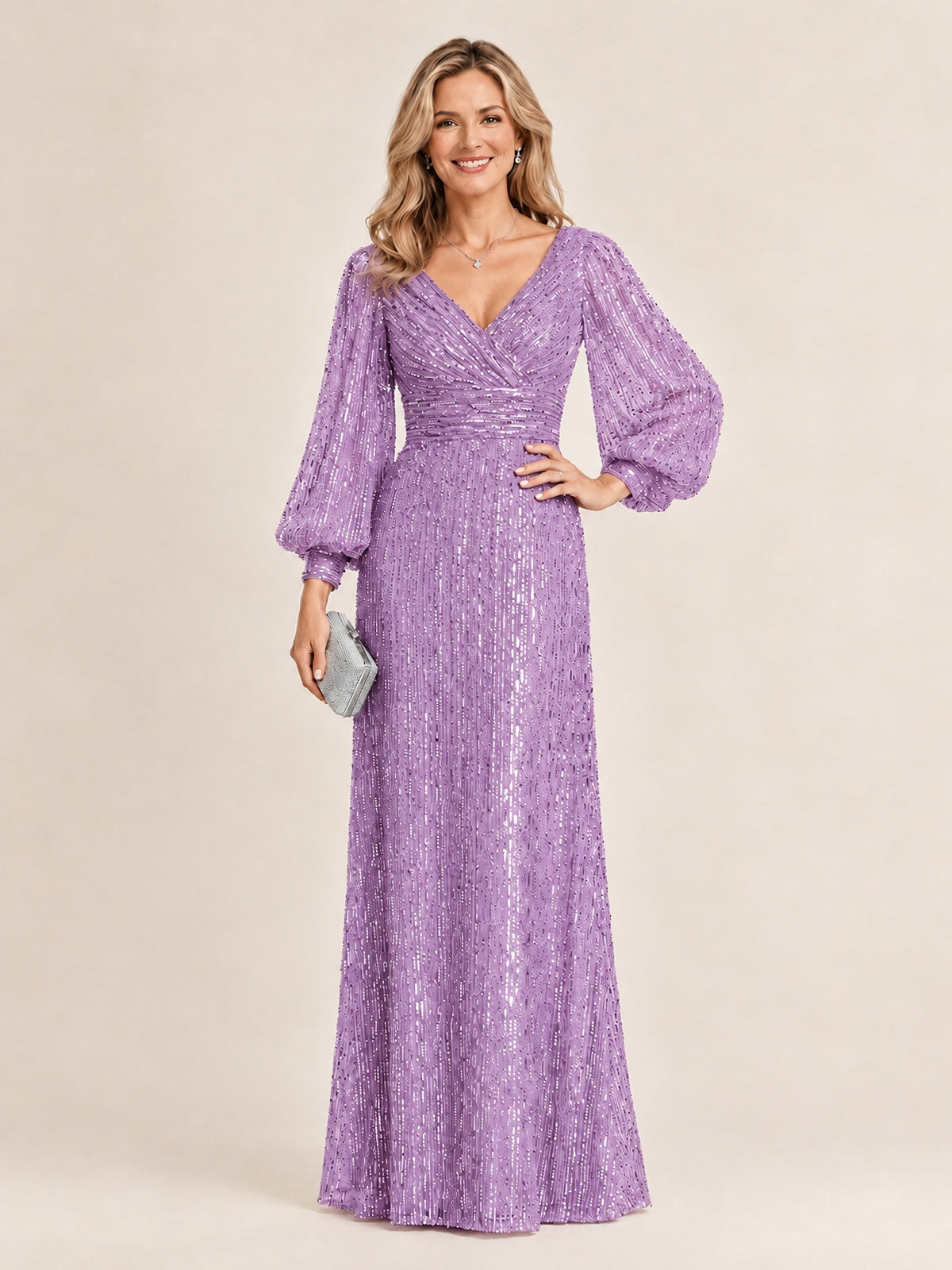 Sparkle Sequin Mother of The Bride Dresses with Long Sleeves