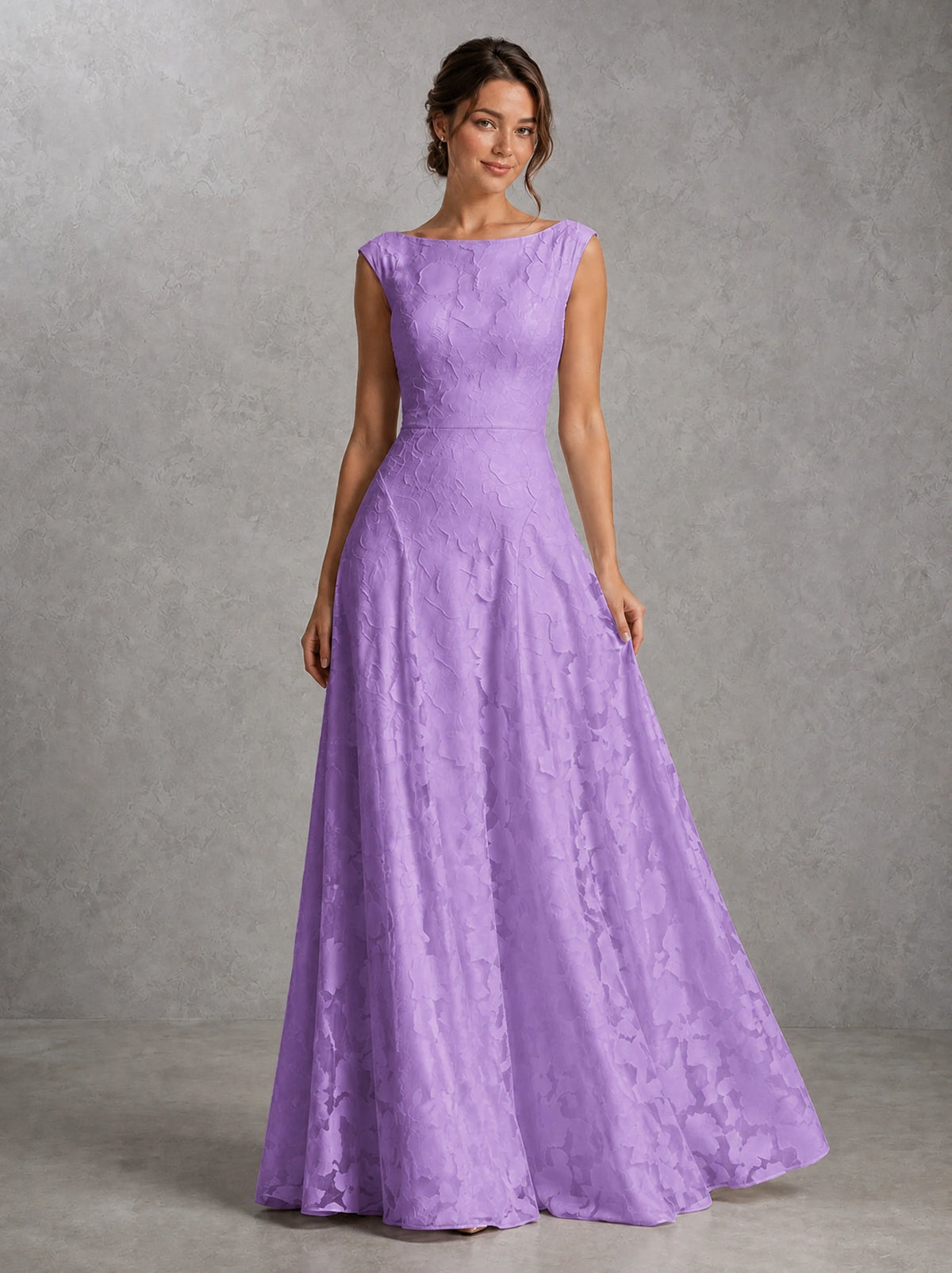 Blush Pink Lace Applique A-Line Bridesmaid Dress