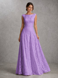 Blush Pink Lace Applique A-Line Bridesmaid Dress