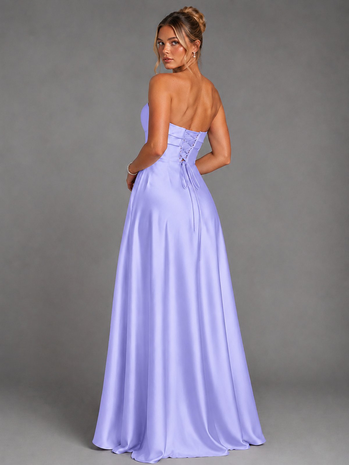 Sweetheart Neck Strapless Satin A-Line Prom Dress