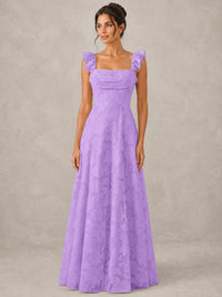 Jacquard Square Neck A-Line Maxi Dress
