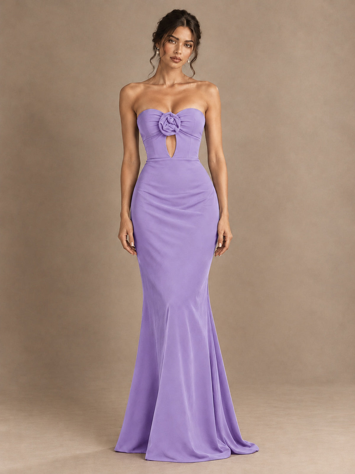 Emerald Green Strapless Mermaid Prom Dress with 3D Rose & Keyhole Cutout