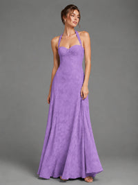 A-Line Halter Floral Chiffon Maxi Dress