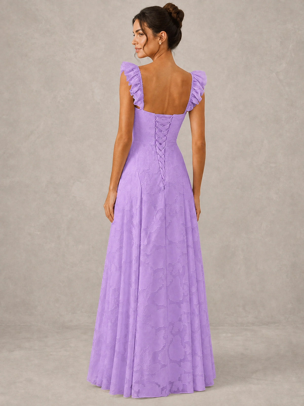 Jacquard Square Neck A-Line Maxi Dress