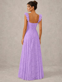 Jacquard Square Neck A-Line Maxi Dress