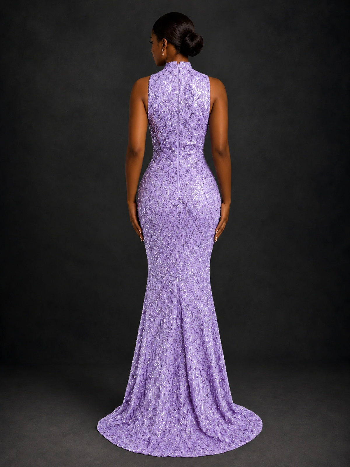 Sparkly Sequin High Neck Mermaid Prom Dress