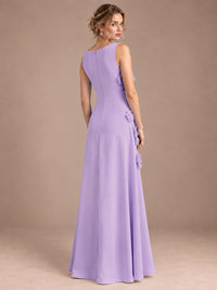 3D Floral Applique Sleeveless Formal Maxi Dress