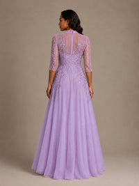 Embellished Appliques Mother of the Bride Dress with 3/4 Sleeves