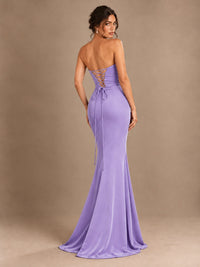 Emerald Green Strapless Mermaid Prom Dress with 3D Rose & Keyhole Cutout