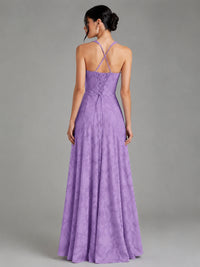 A-Line Halter Floral Chiffon Maxi Dress