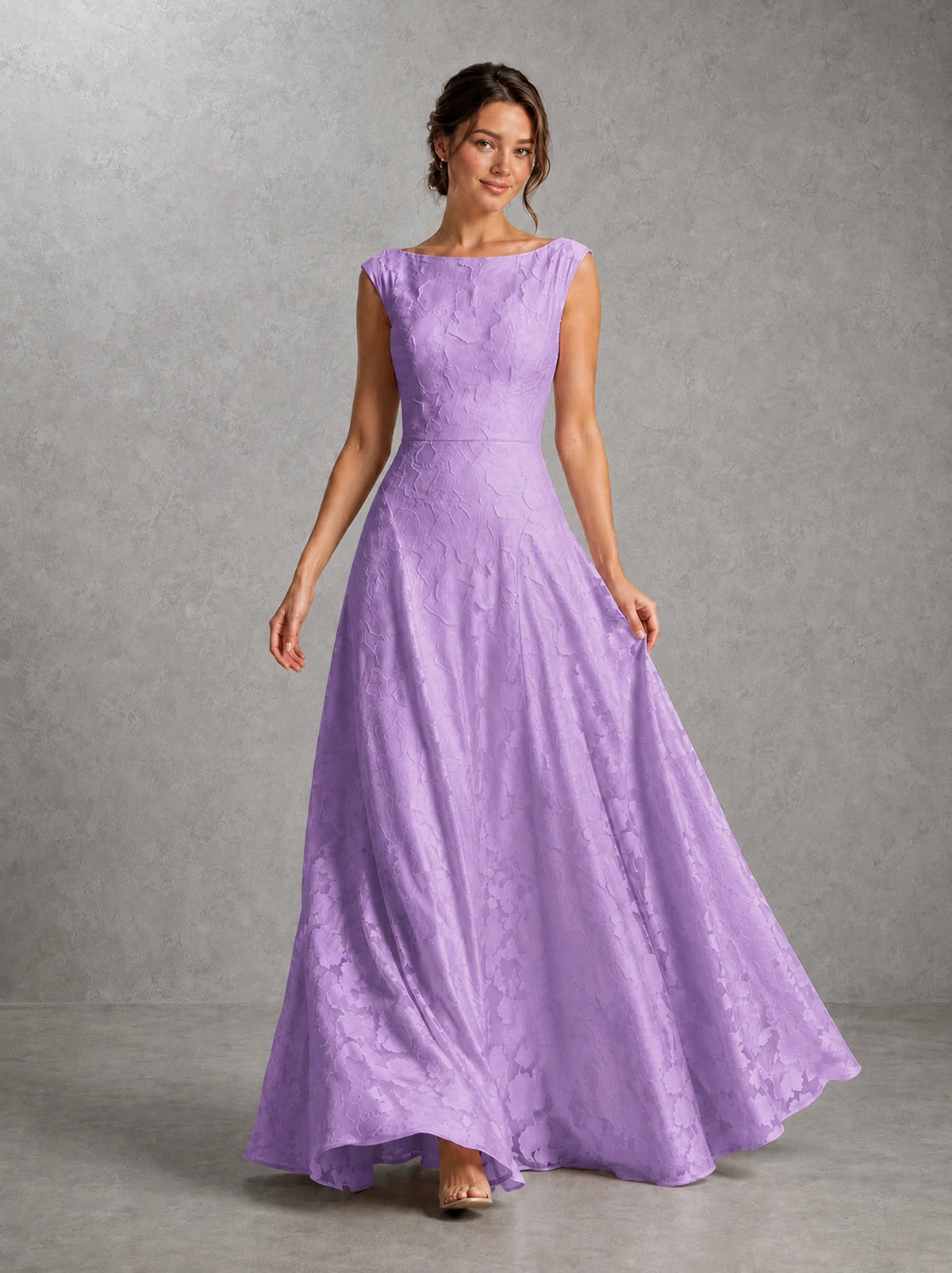 Blush Pink Lace Applique A-Line Bridesmaid Dress