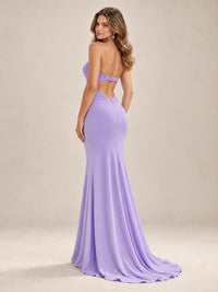 Light Blue Strapless Sweetheart Mermaid Prom Dress with Pleated Bodice