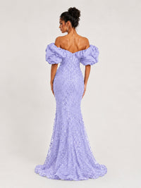 Sequin Off-Shoulder Ruffle Mermaid Prom Dress