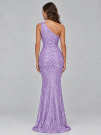 Sequin Mermaid One Shoulder Prom Dress Long formal Gown