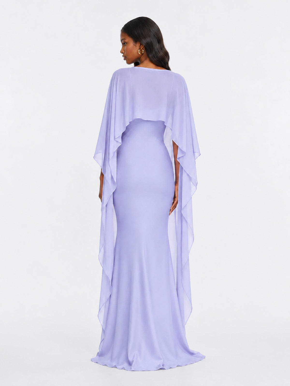 Satin Cape Prom Dresses Meramid Maxi Dress