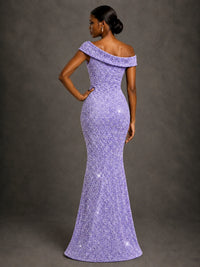 Sequin Off Shoulder Mermaid Prom Dress