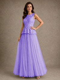 A-Line Chiffon Mother of the Bride Dress with Lace Appliques