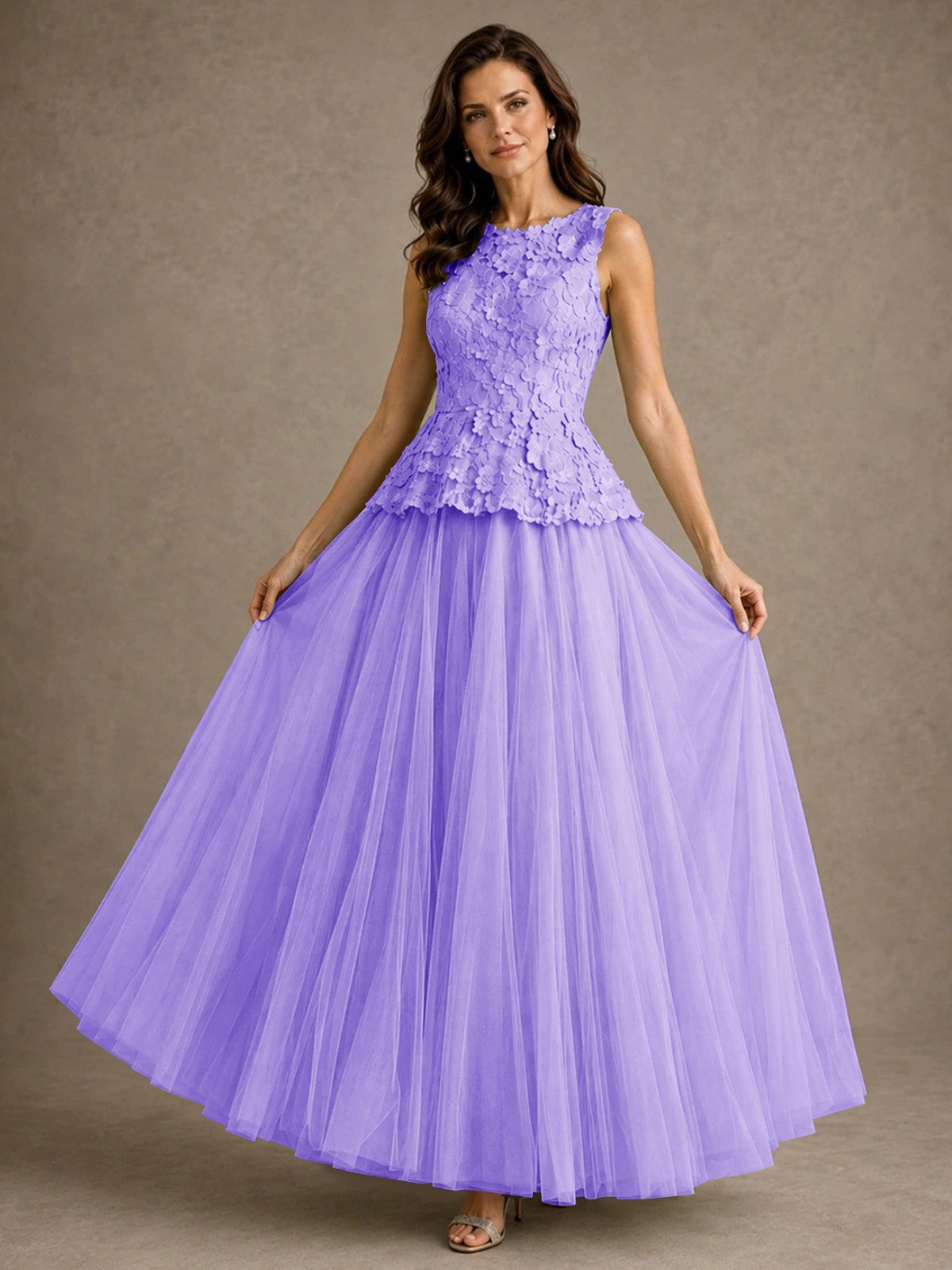 A-Line Chiffon Mother of the Bride Dress with Lace Appliques