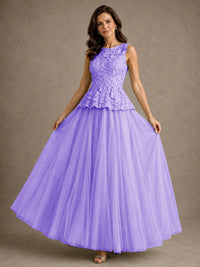 A-Line Chiffon Mother of the Bride Dress with Lace Appliques