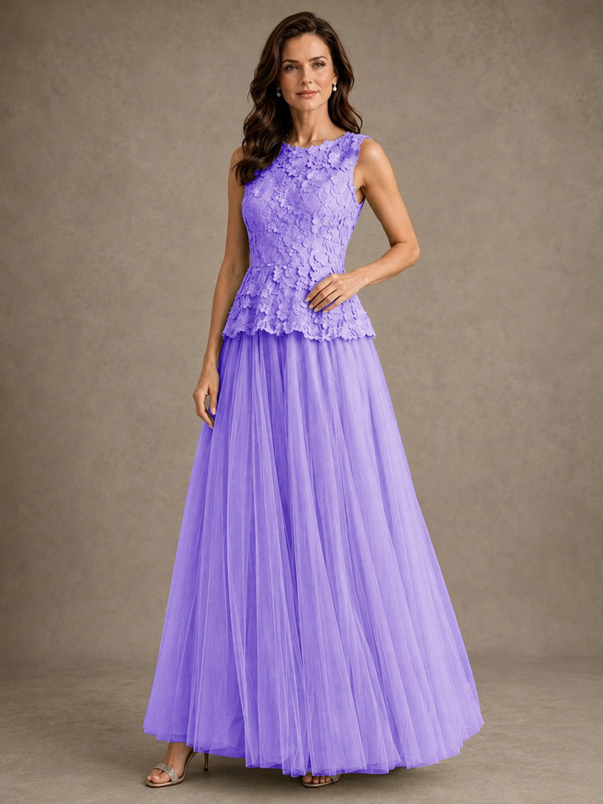 A-Line Chiffon Mother of the Bride Dress with Lace Appliques