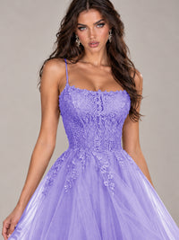 Lace Corset Ball Gown Prom Dress with Cascading Tulle Ruffles