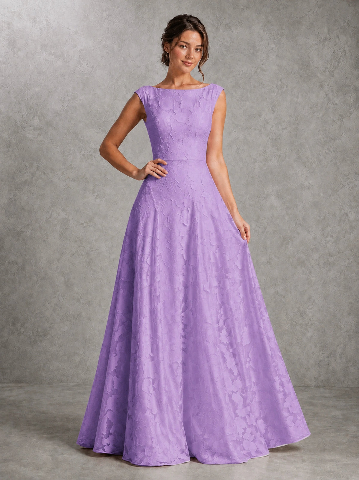 Blush Pink Lace Applique A-Line Bridesmaid Dress