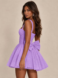 Sweetheart Glitter Tulle Puffy Mini Dress with Bow