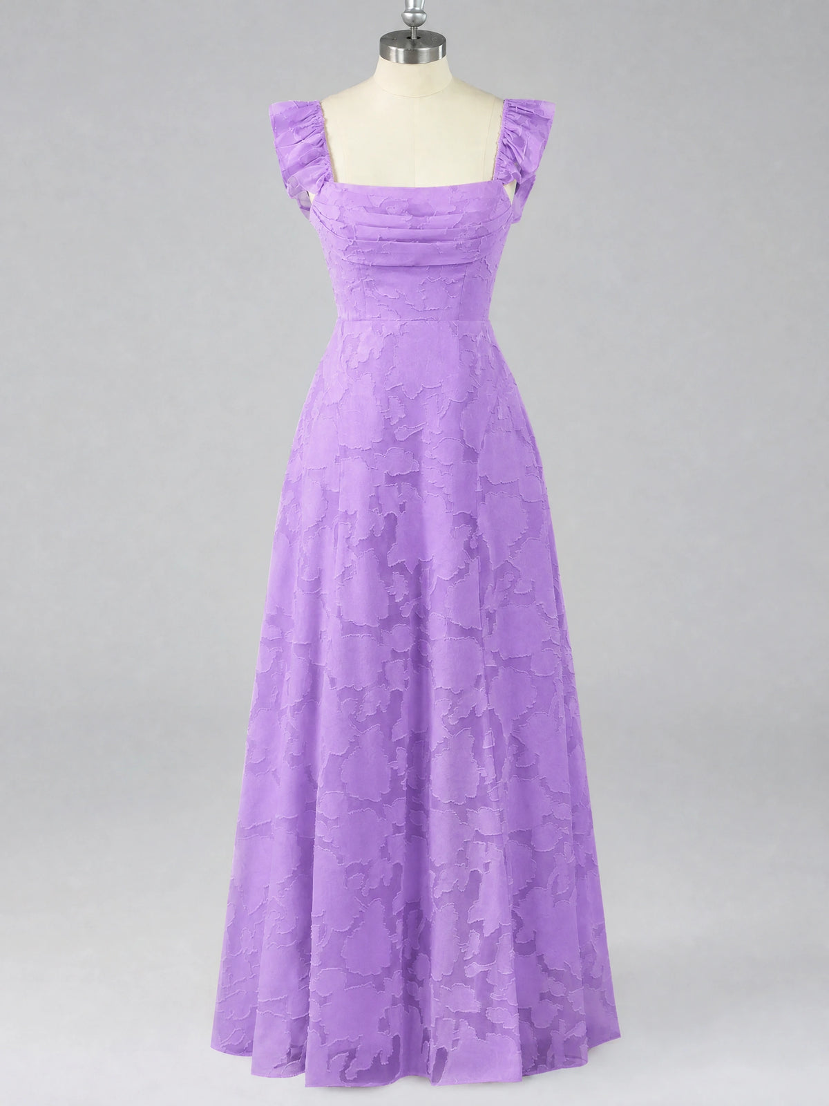 Jacquard Square Neck A-Line Maxi Dress
