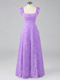 Jacquard Square Neck A-Line Maxi Dress