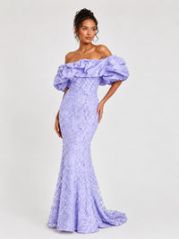 Sequin Off-Shoulder Ruffle Mermaid Prom Dress