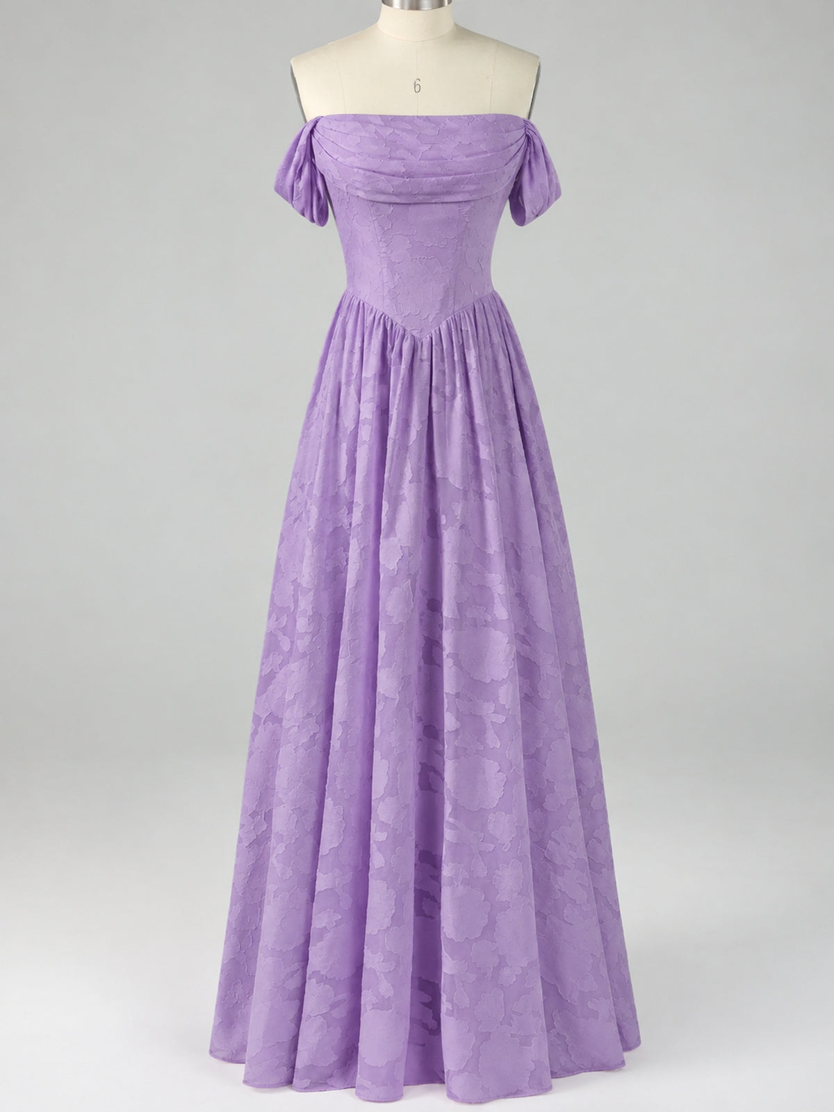 Off Shoulder Jacquard A-Line Maxi Dress