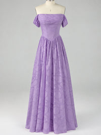 Off Shoulder Jacquard A-Line Maxi Dress